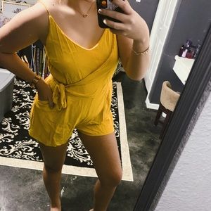 gold/yellow romper with pockets